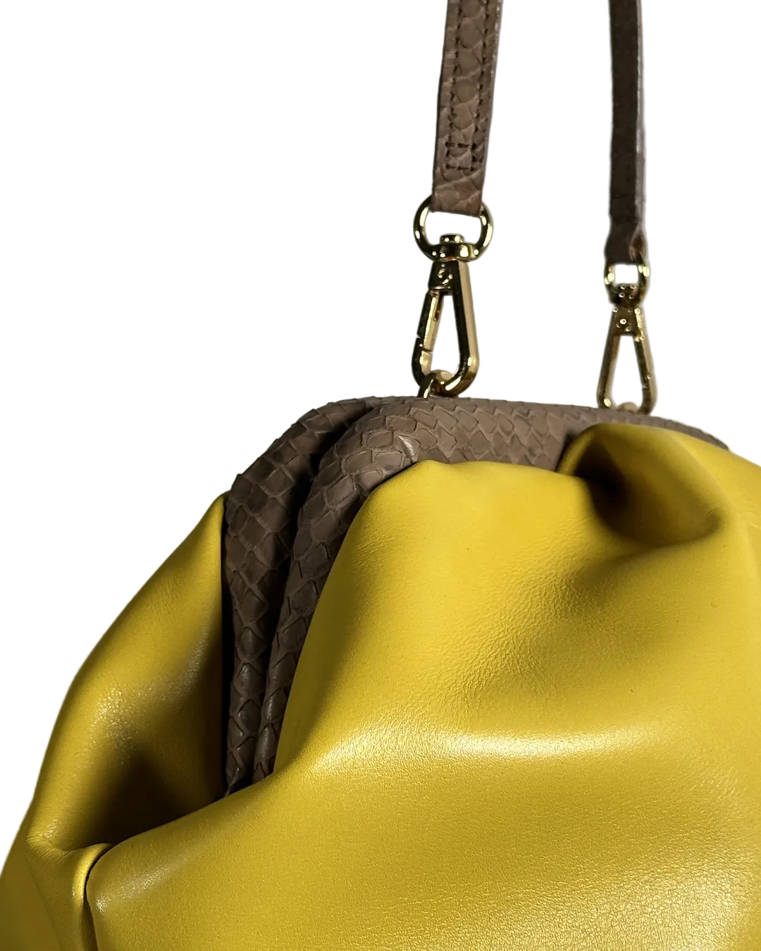 Lyra  - Pelle di vitello gialla con inserto serpente
