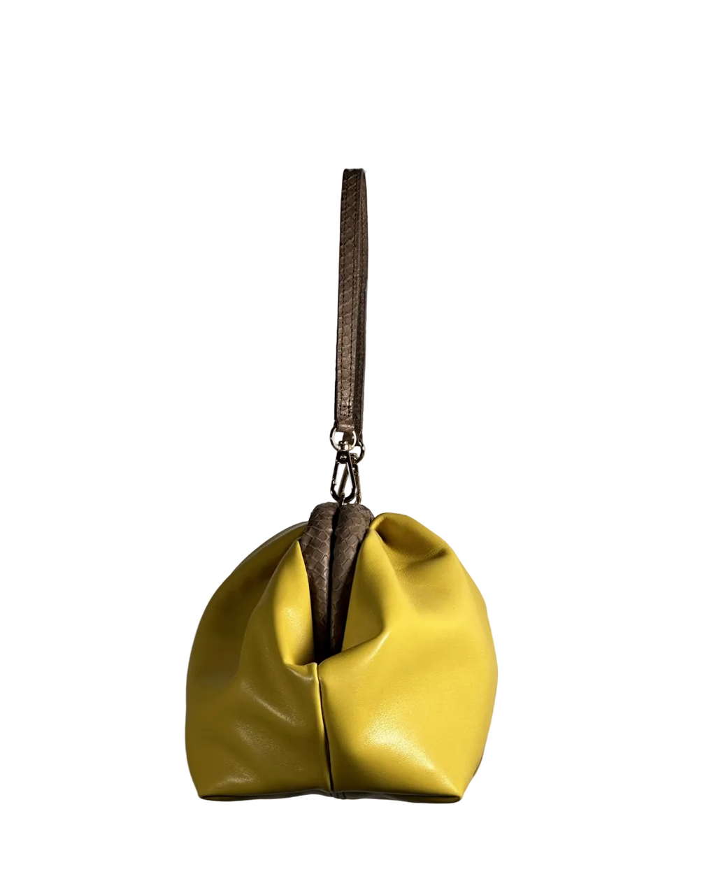 Lyra  - Pelle di vitello gialla con inserto serpente