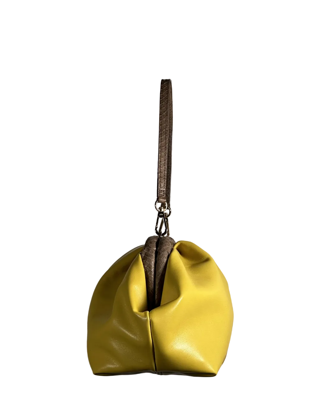 Lyra  - Pelle di vitello gialla con inserto serpente