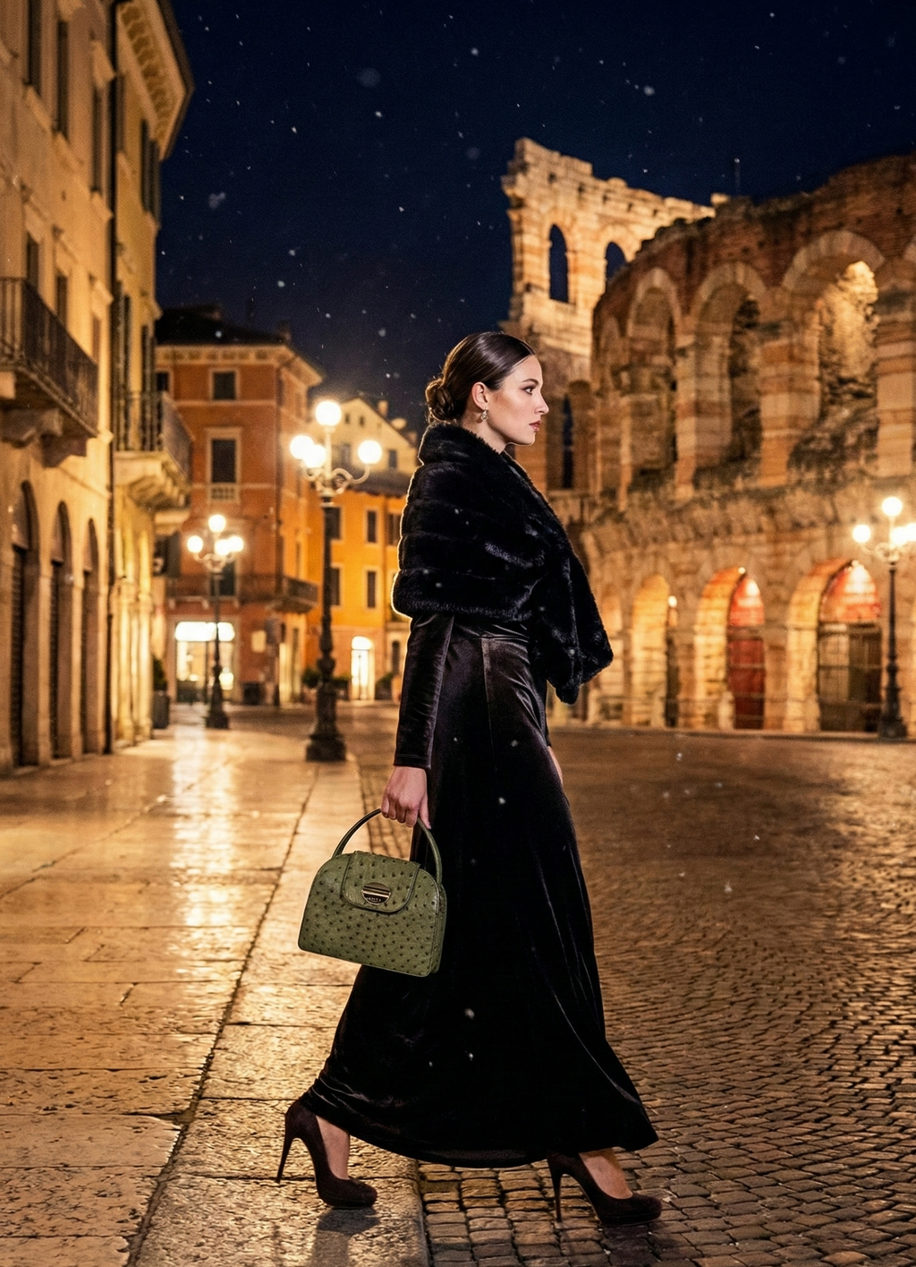 Alice  - Pelle di Struzzo verde