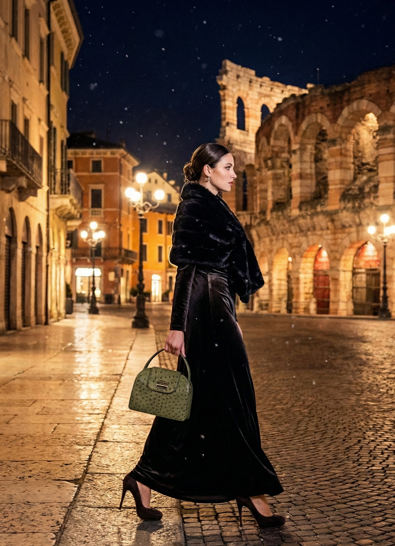 Alice  - Pelle di Struzzo verde