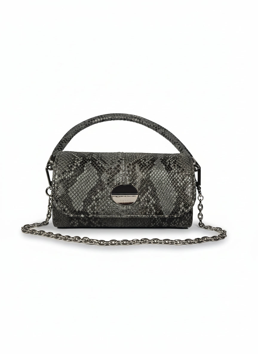 Borsa in pelle di Pitone verde/nera - Cécile