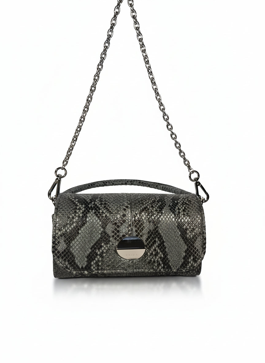 Borsa in pelle di Pitone verde/nera - Cécile