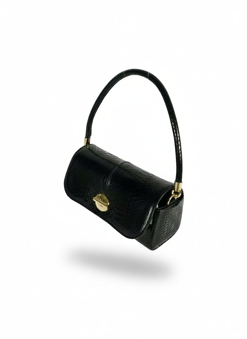 Borsa in pelle di Pitone nera - Cécile