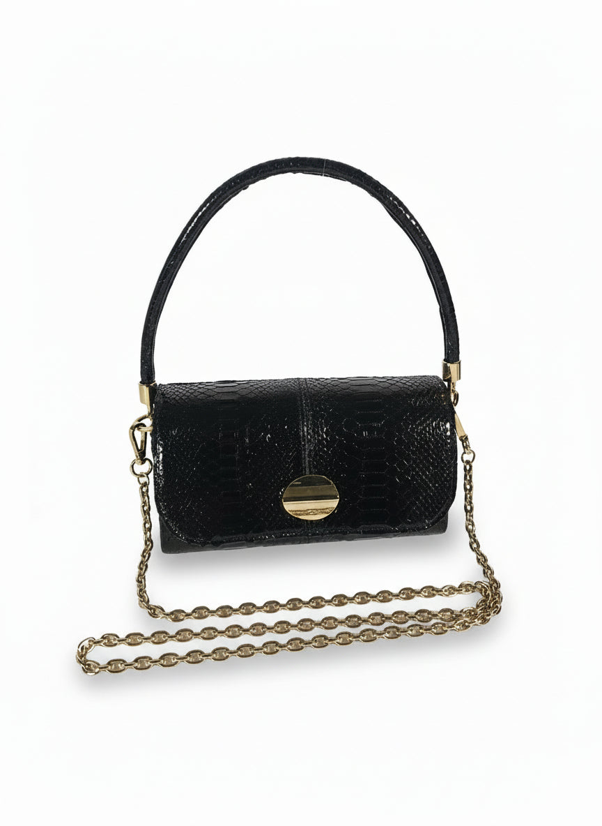 Borsa in pelle di Pitone nera - Cécile