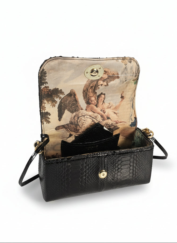 Borsa in pelle di Pitone nera - Cécile