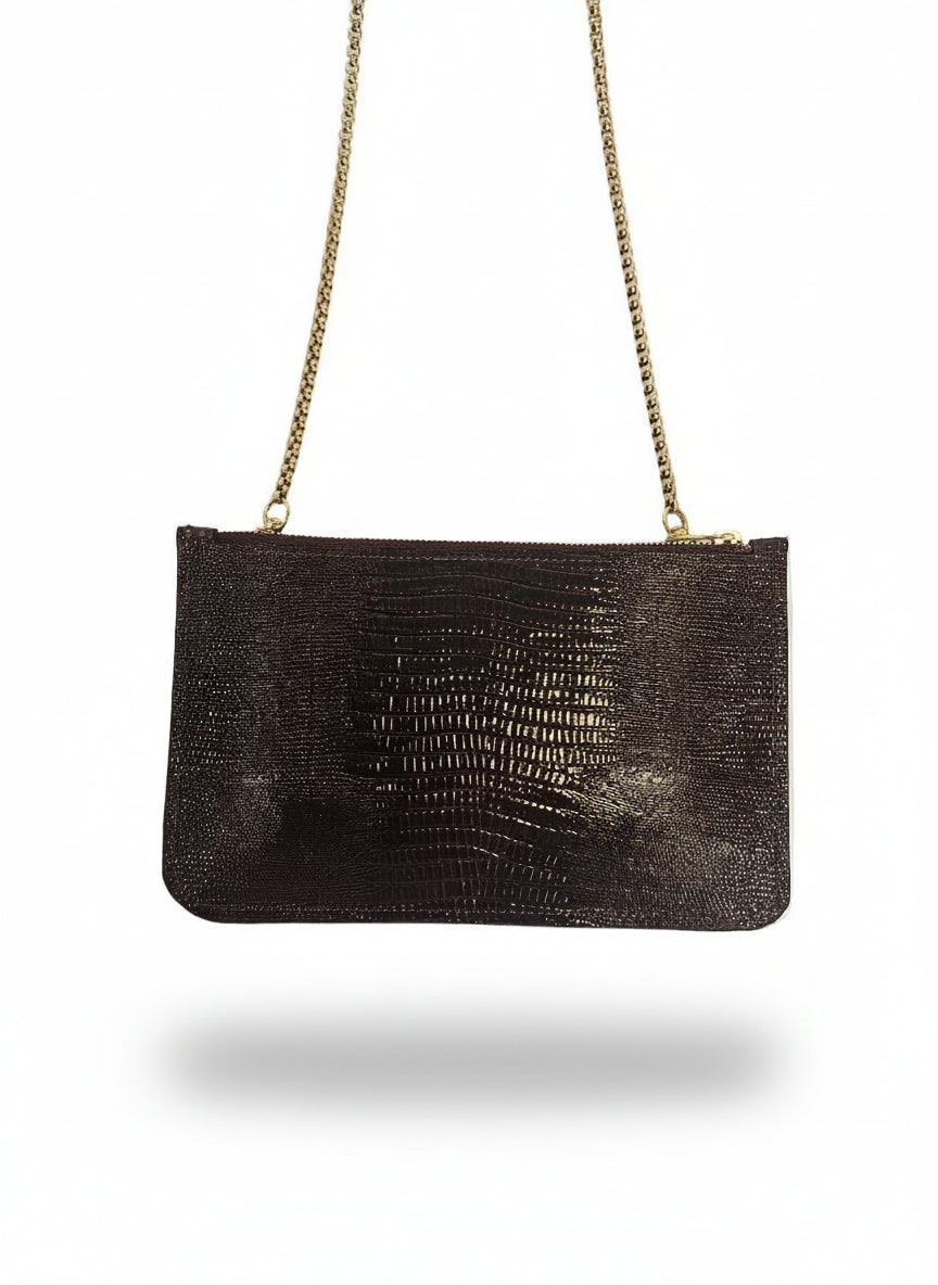 Pochette in Pelle Bordeaux effetto Serpente - Amélie