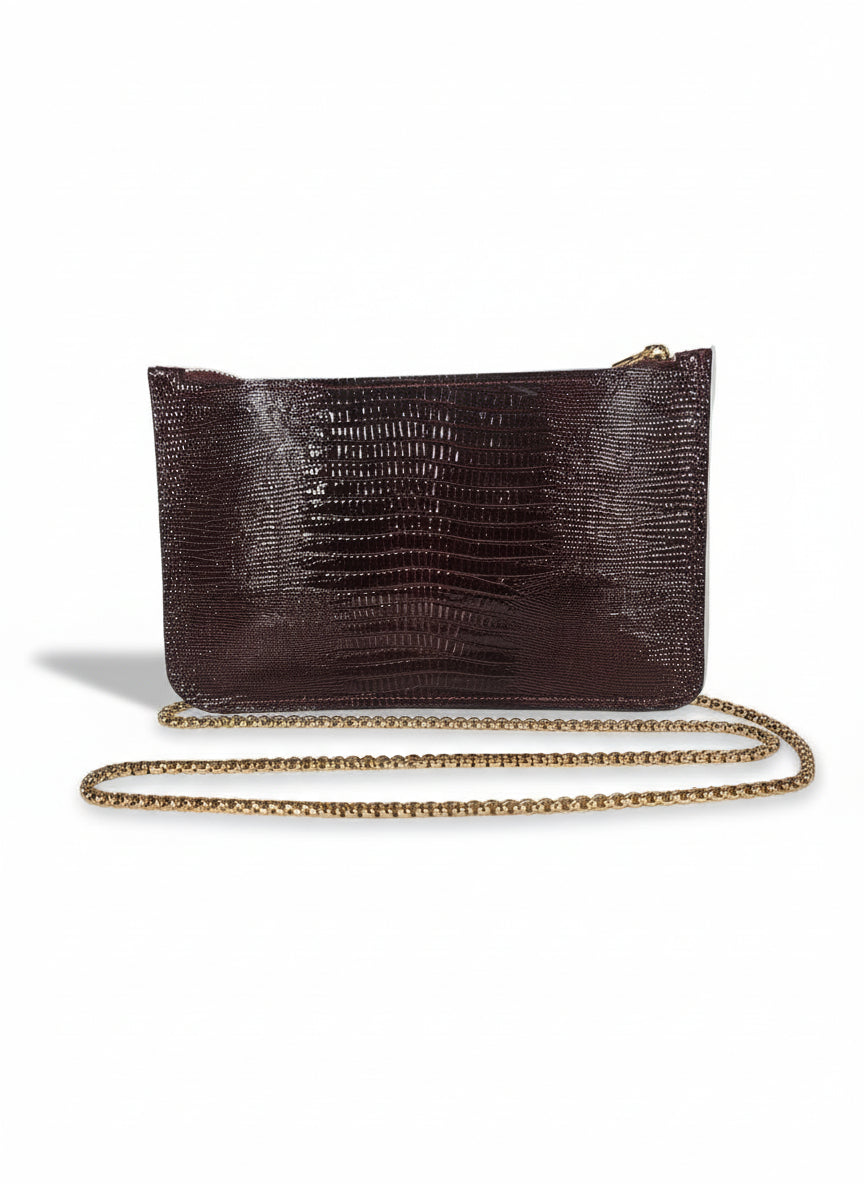 Pochette in Pelle Bordeaux effetto Serpente - Amélie