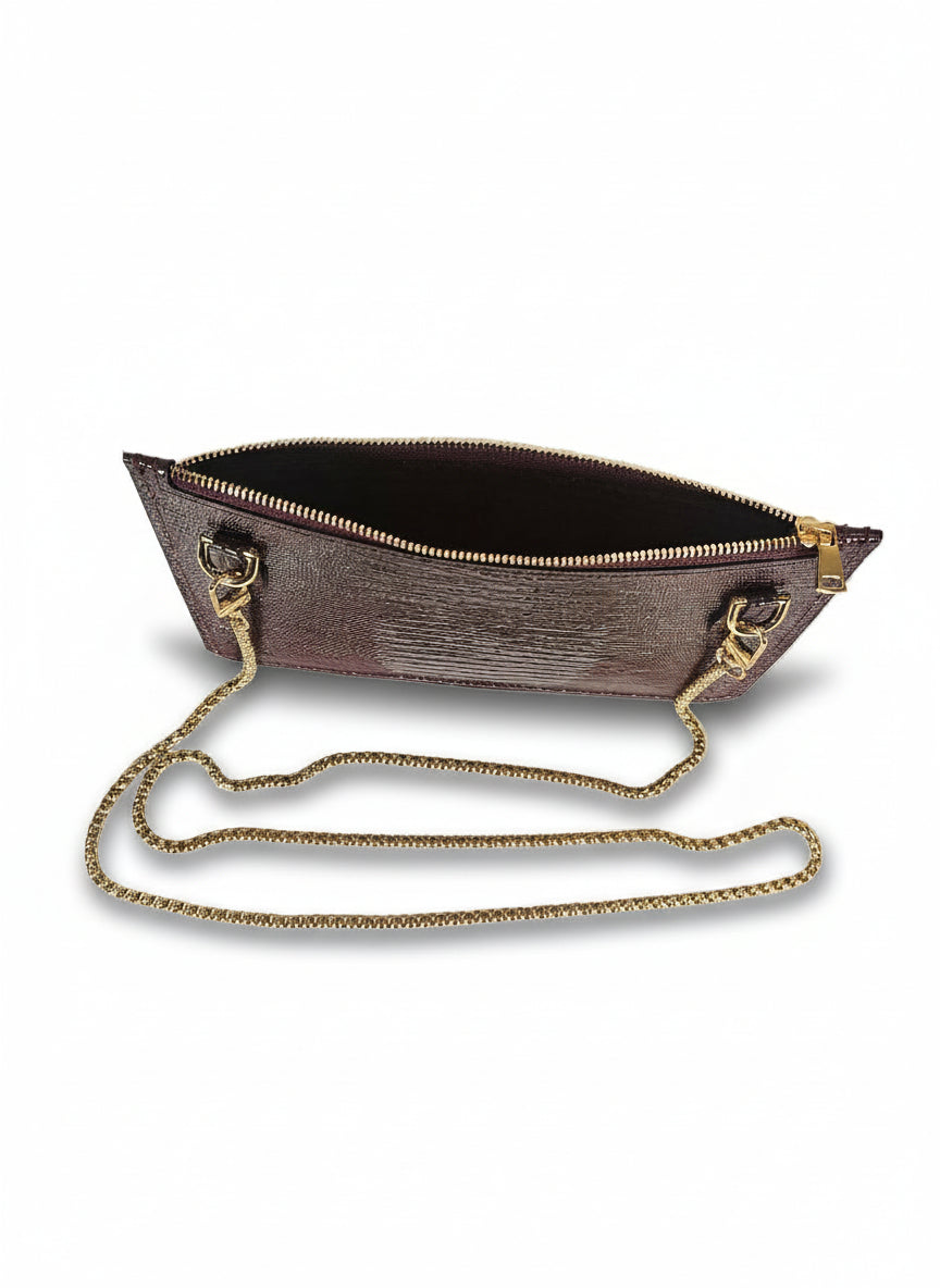 Pochette in Pelle Bordeaux effetto Serpente - Amélie