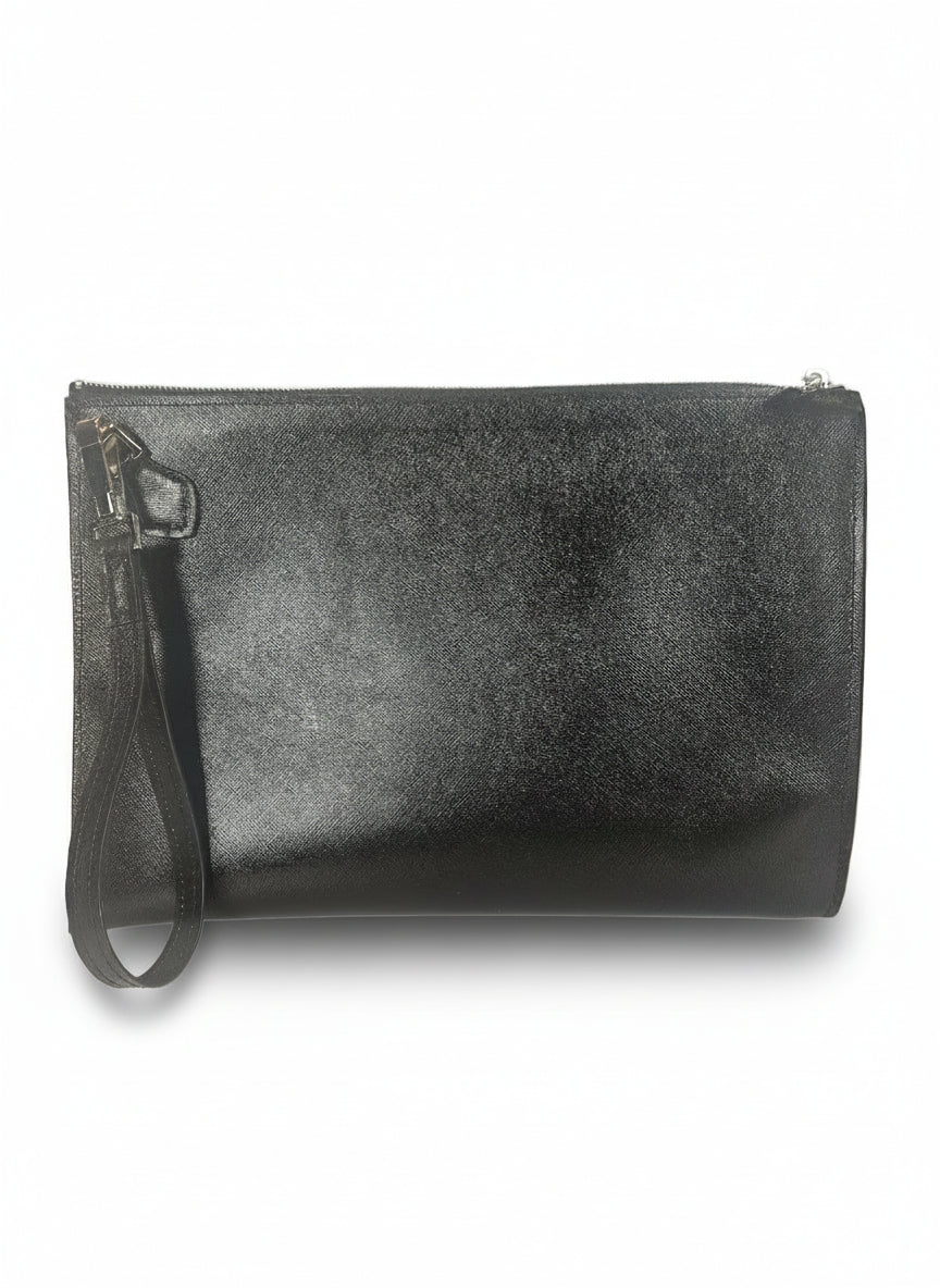 Pouch in pelle nera da Uomo