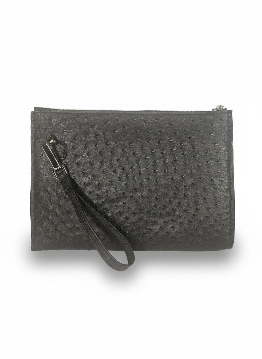 Pouch in pelle di Struzzo da Uomo