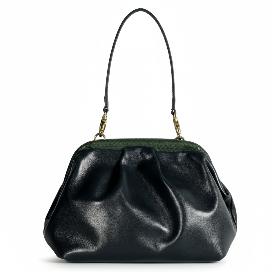 Borsa verde - sfondo bianco manico lungo