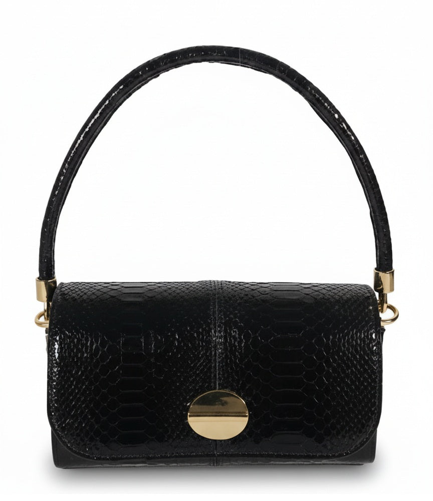 Borsa in pelle di Pitone nera - Cécile